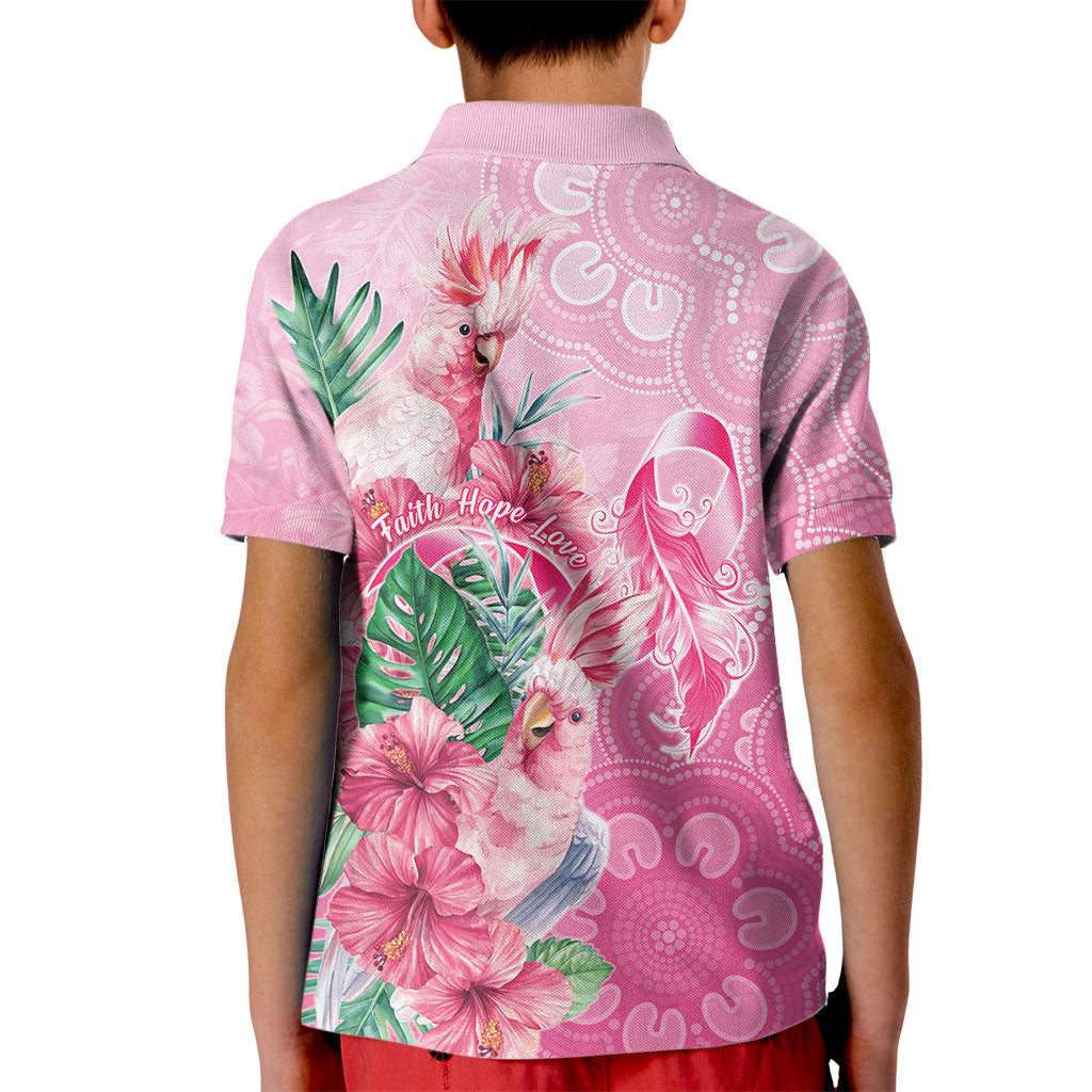 Australia Cockatoos Breast Cancer Kid Polo Shirt Faith Hope Love