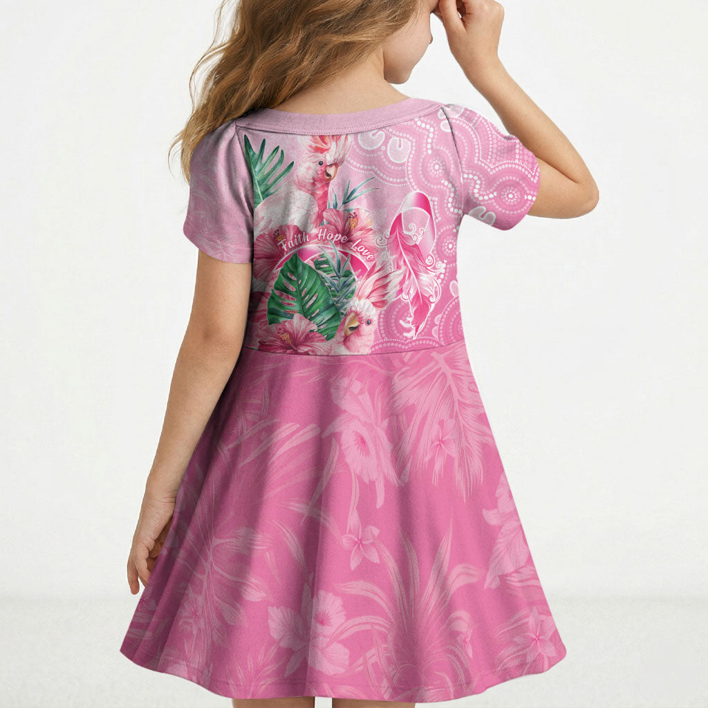 Australia Cockatoos Breast Cancer Kid Short Sleeve Dress Faith Hope Love