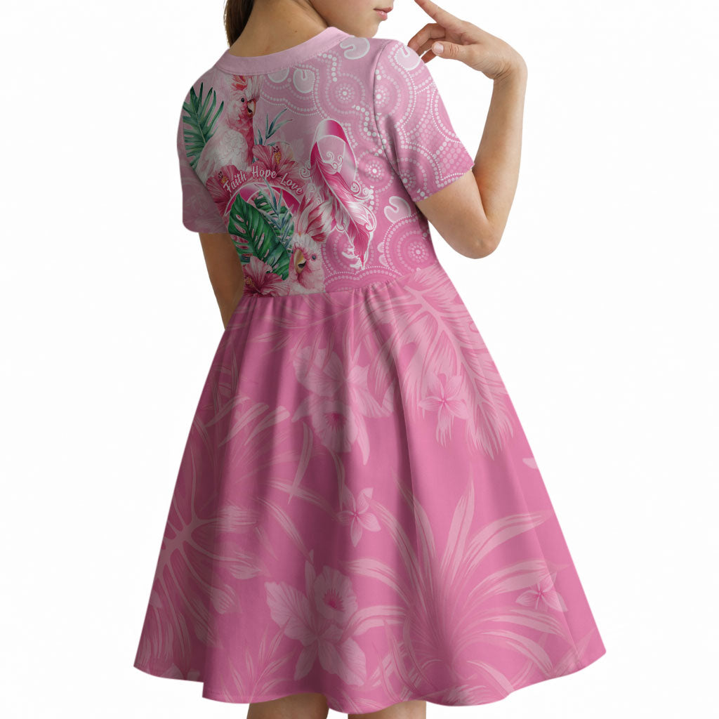 Australia Cockatoos Breast Cancer Kid Short Sleeve Dress Faith Hope Love