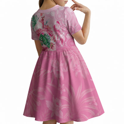 Australia Cockatoos Breast Cancer Kid Short Sleeve Dress Faith Hope Love