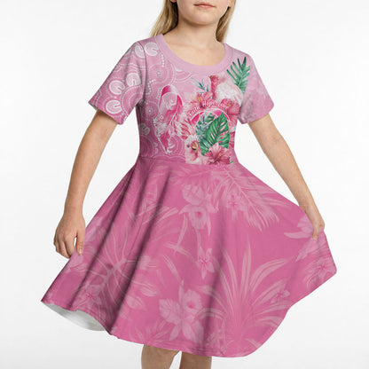Australia Cockatoos Breast Cancer Kid Short Sleeve Dress Faith Hope Love