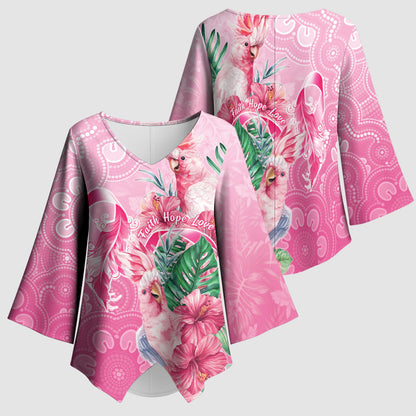 Australia Cockatoos Breast Cancer Kimono Sleeve Blouse Faith Hope Love