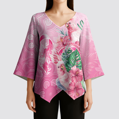 Australia Cockatoos Breast Cancer Kimono Sleeve Blouse Faith Hope Love