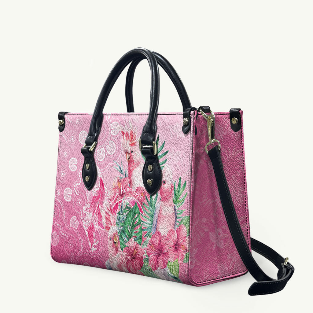 Australia Cockatoos Breast Cancer Leather Bag Faith Hope Love