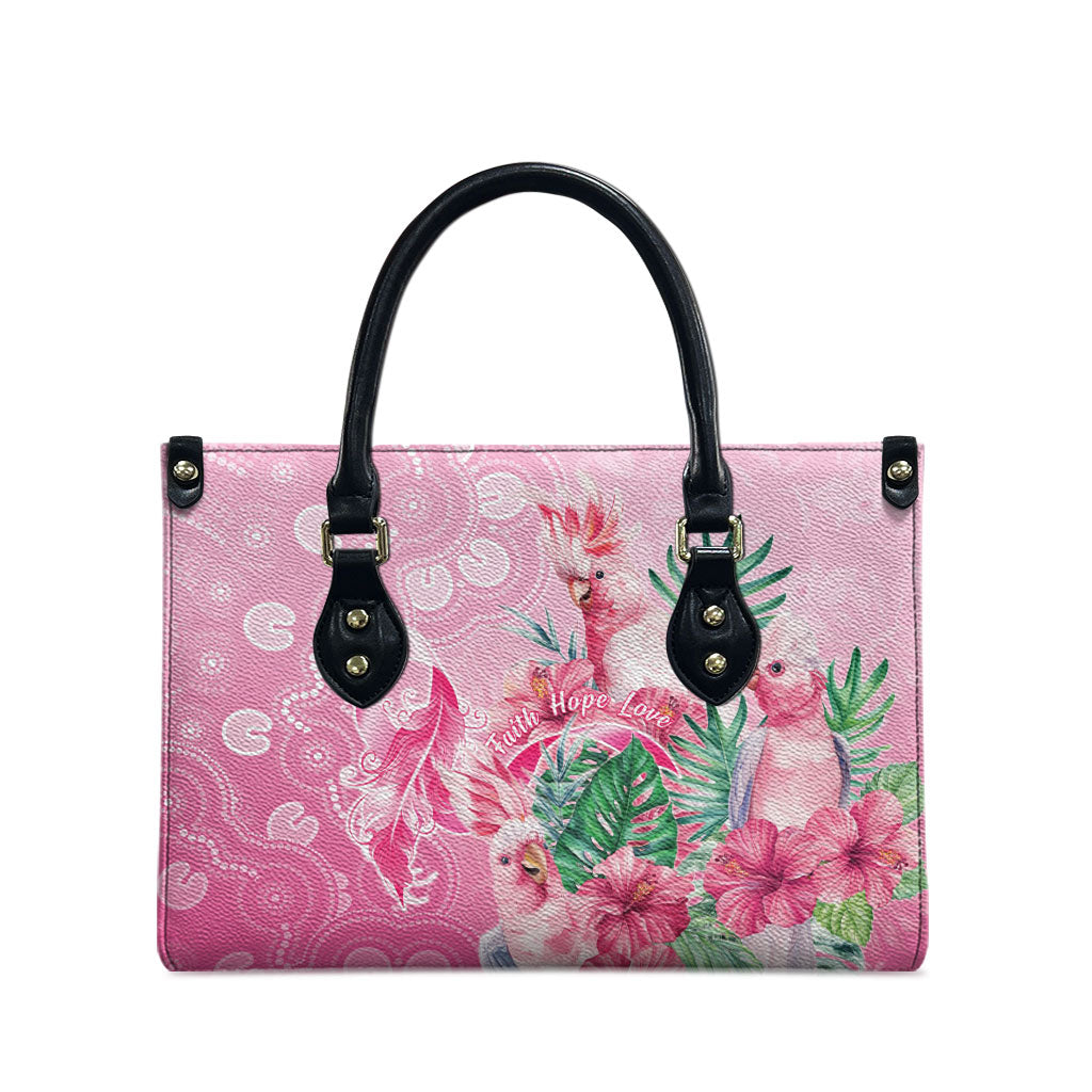 Australia Cockatoos Breast Cancer Leather Bag Faith Hope Love