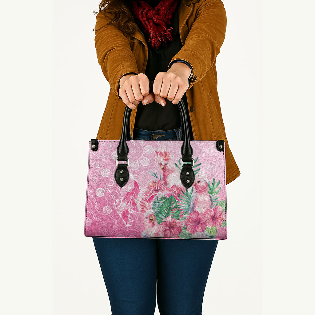 Australia Cockatoos Breast Cancer Leather Bag Faith Hope Love