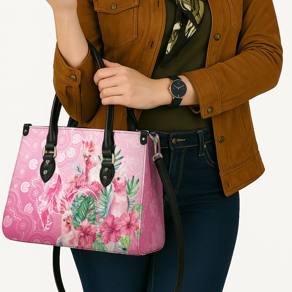 Australia Cockatoos Breast Cancer Leather Bag Faith Hope Love