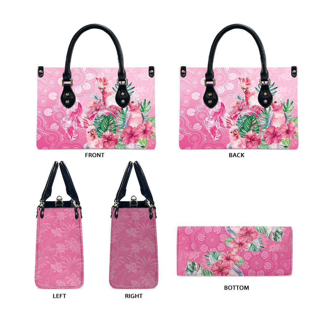Australia Cockatoos Breast Cancer Leather Bag Faith Hope Love