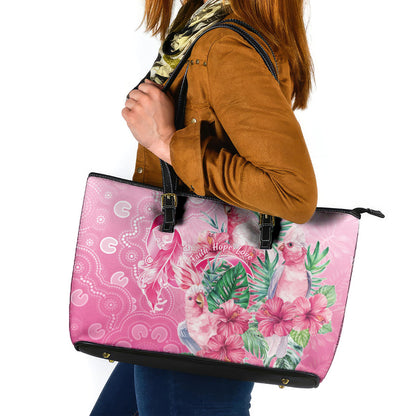 Australia Cockatoos Breast Cancer Leather Tote Bag Faith Hope Love