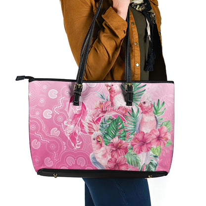 Australia Cockatoos Breast Cancer Leather Tote Bag Faith Hope Love