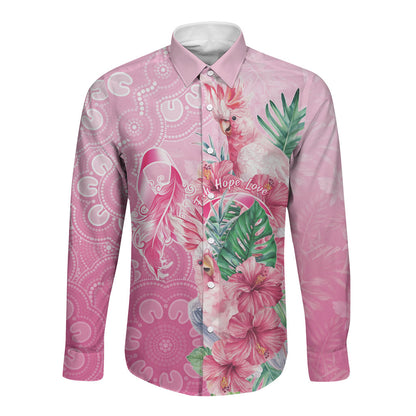 Australia Cockatoos Breast Cancer Long Sleeve Button Shirt Faith Hope Love