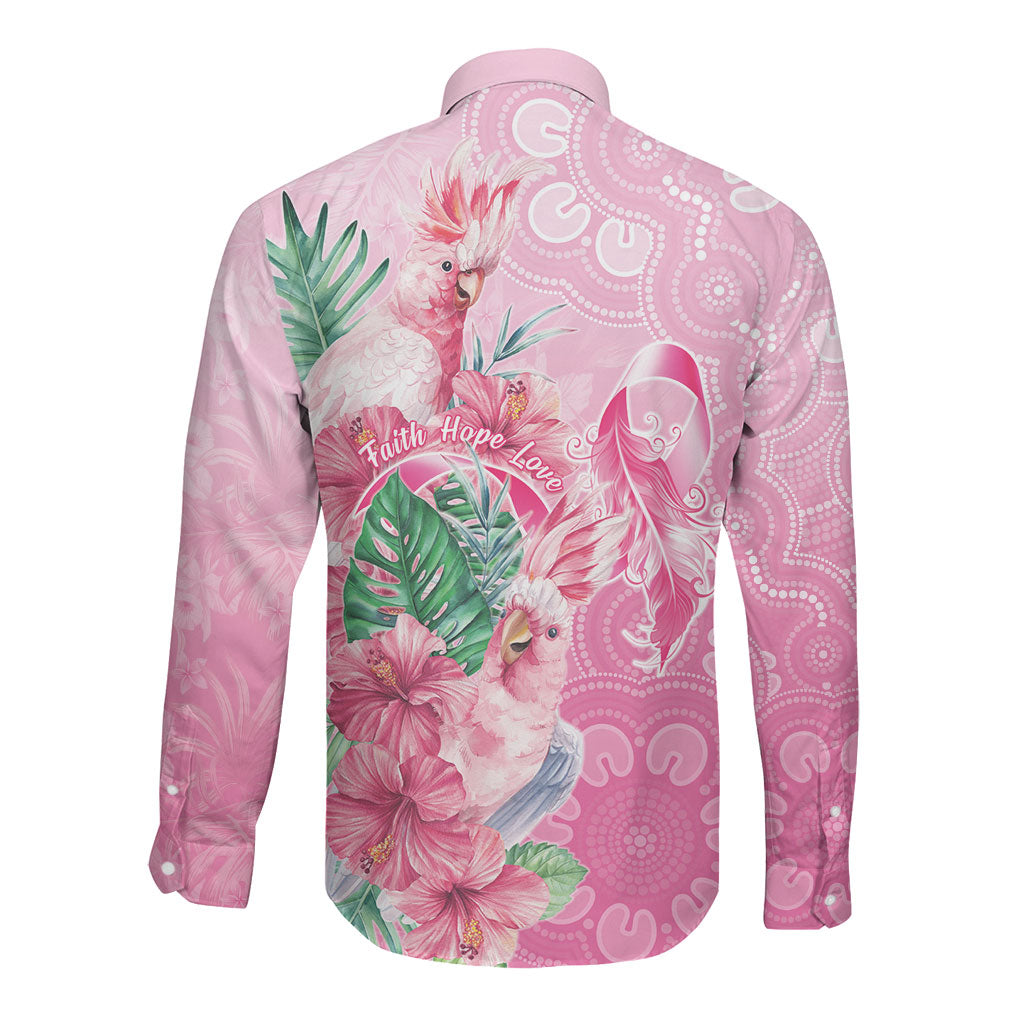 Australia Cockatoos Breast Cancer Long Sleeve Button Shirt Faith Hope Love