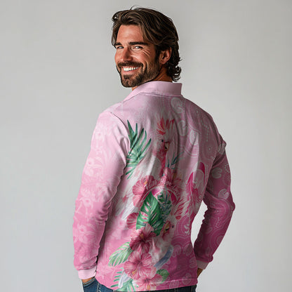 Australia Cockatoos Breast Cancer Long Sleeve Polo Shirt Faith Hope Love