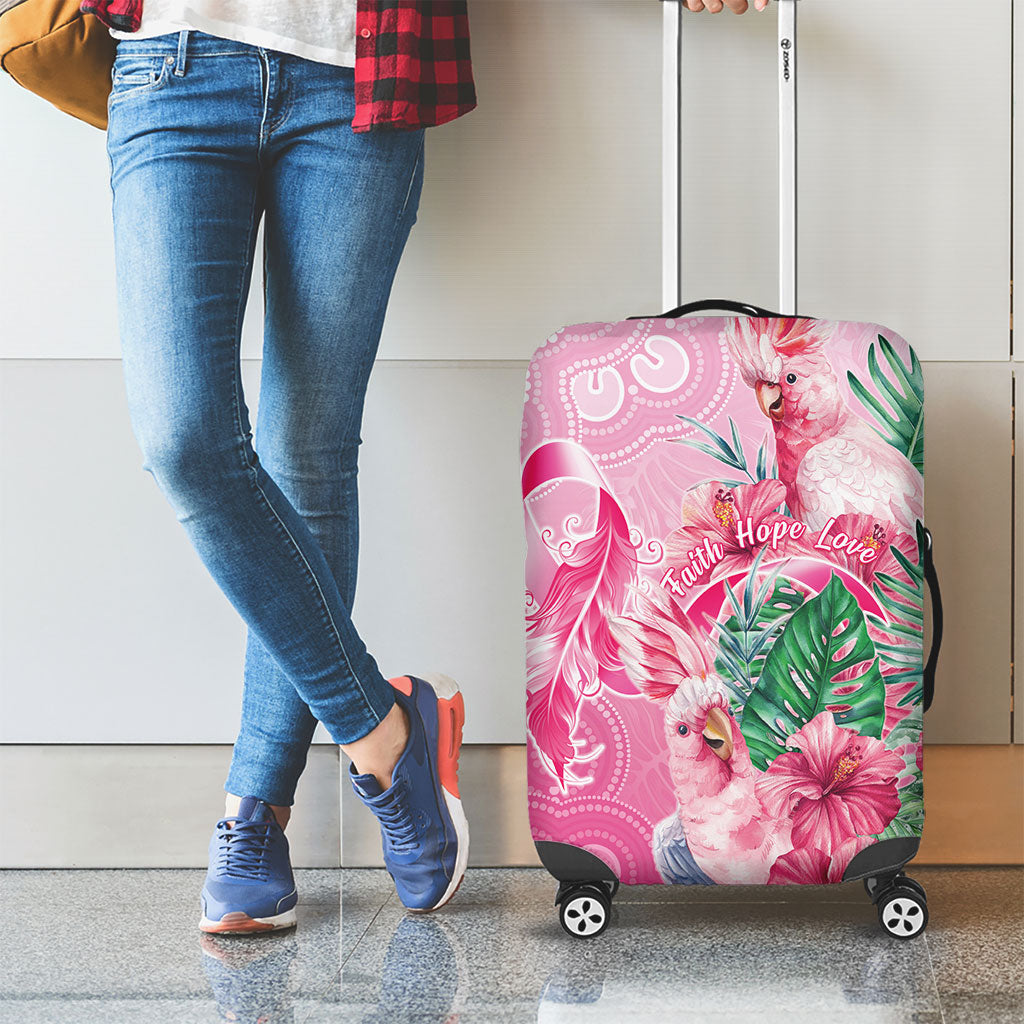 Australia Cockatoos Breast Cancer Luggage Cover Faith Hope Love