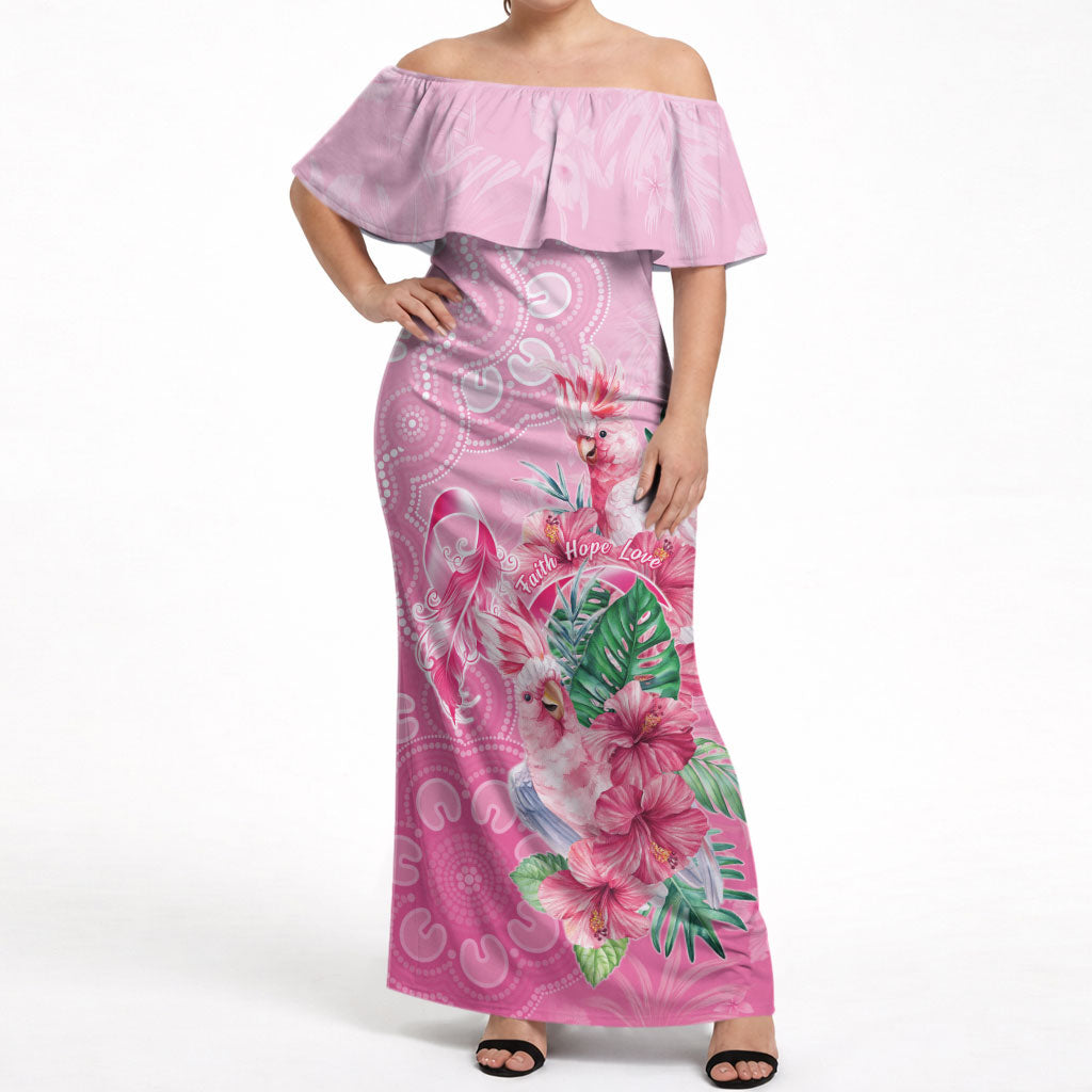 Australia Cockatoos Breast Cancer Off Shoulder Maxi Dress Faith Hope Love
