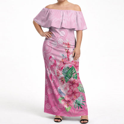 Australia Cockatoos Breast Cancer Off Shoulder Maxi Dress Faith Hope Love