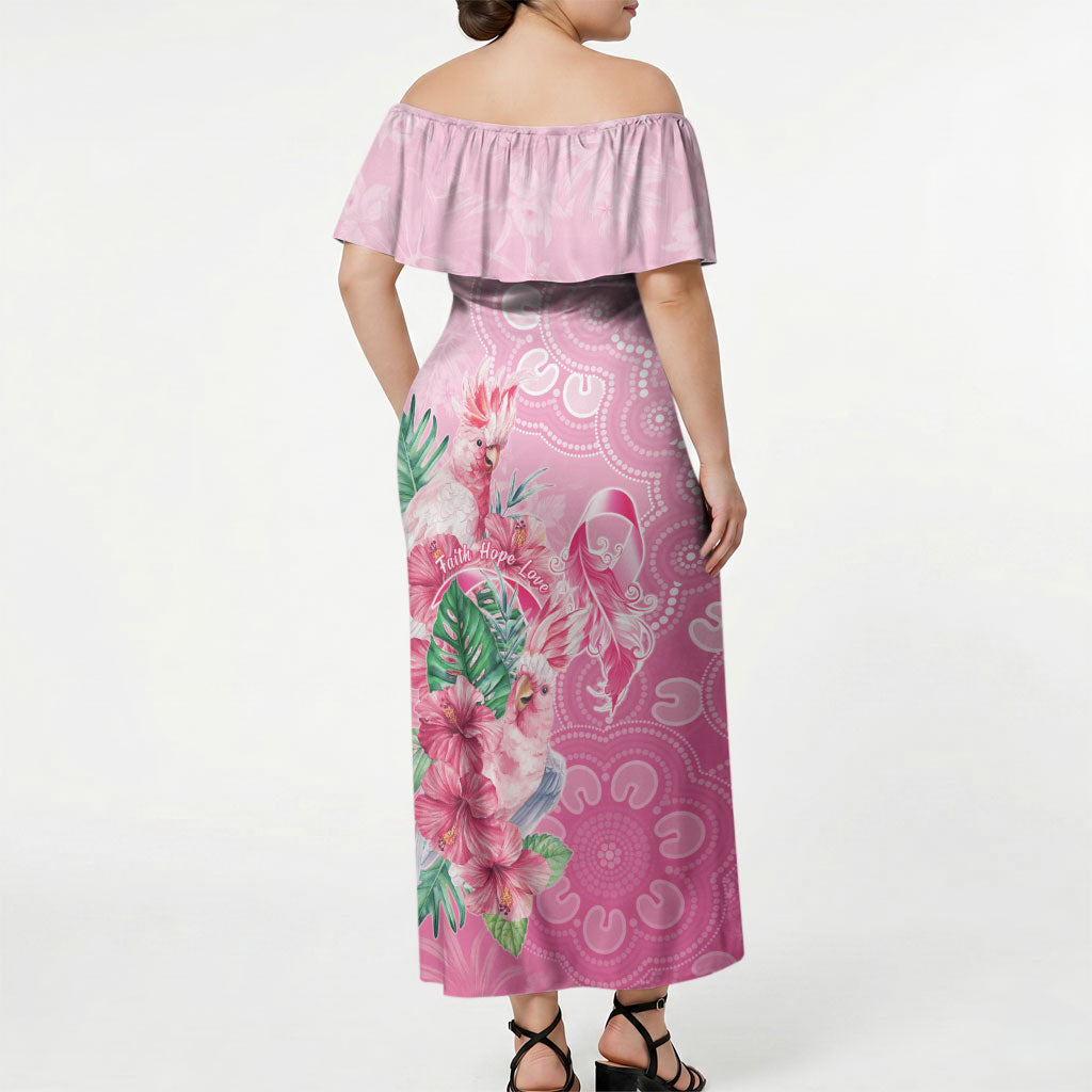 Australia Cockatoos Breast Cancer Off Shoulder Maxi Dress Faith Hope Love