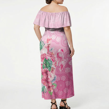 Australia Cockatoos Breast Cancer Off Shoulder Maxi Dress Faith Hope Love