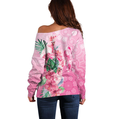 Australia Cockatoos Breast Cancer Off Shoulder Sweater Faith Hope Love
