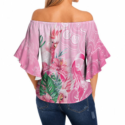 Australia Cockatoos Breast Cancer Off Shoulder Wrap Waist Top Faith Hope Love