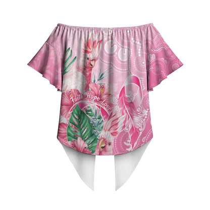 Australia Cockatoos Breast Cancer Off Shoulder Wrap Waist Top Faith Hope Love