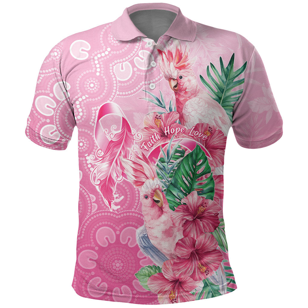 Australia Cockatoos Breast Cancer Polo Shirt Faith Hope Love
