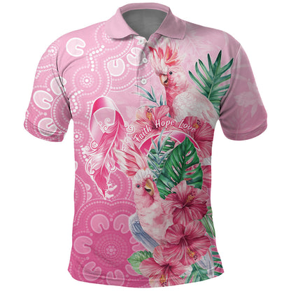 Australia Cockatoos Breast Cancer Polo Shirt Faith Hope Love