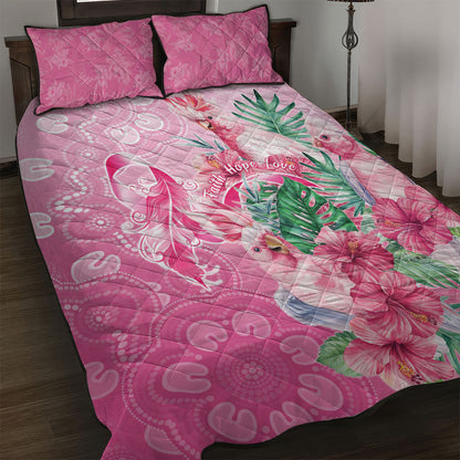Australia Cockatoos Breast Cancer Quilt Bed Set Faith Hope Love