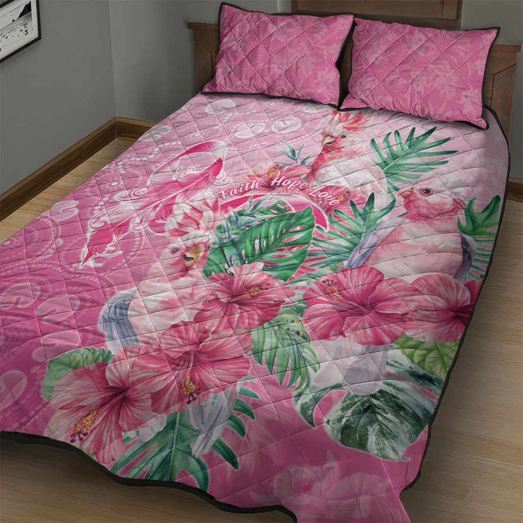 Australia Cockatoos Breast Cancer Quilt Bed Set Faith Hope Love
