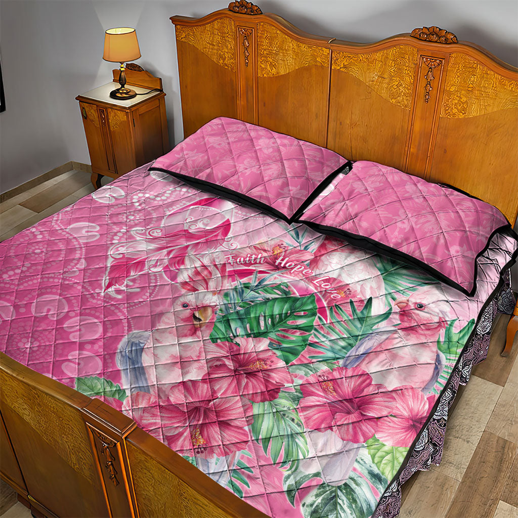 Australia Cockatoos Breast Cancer Quilt Bed Set Faith Hope Love