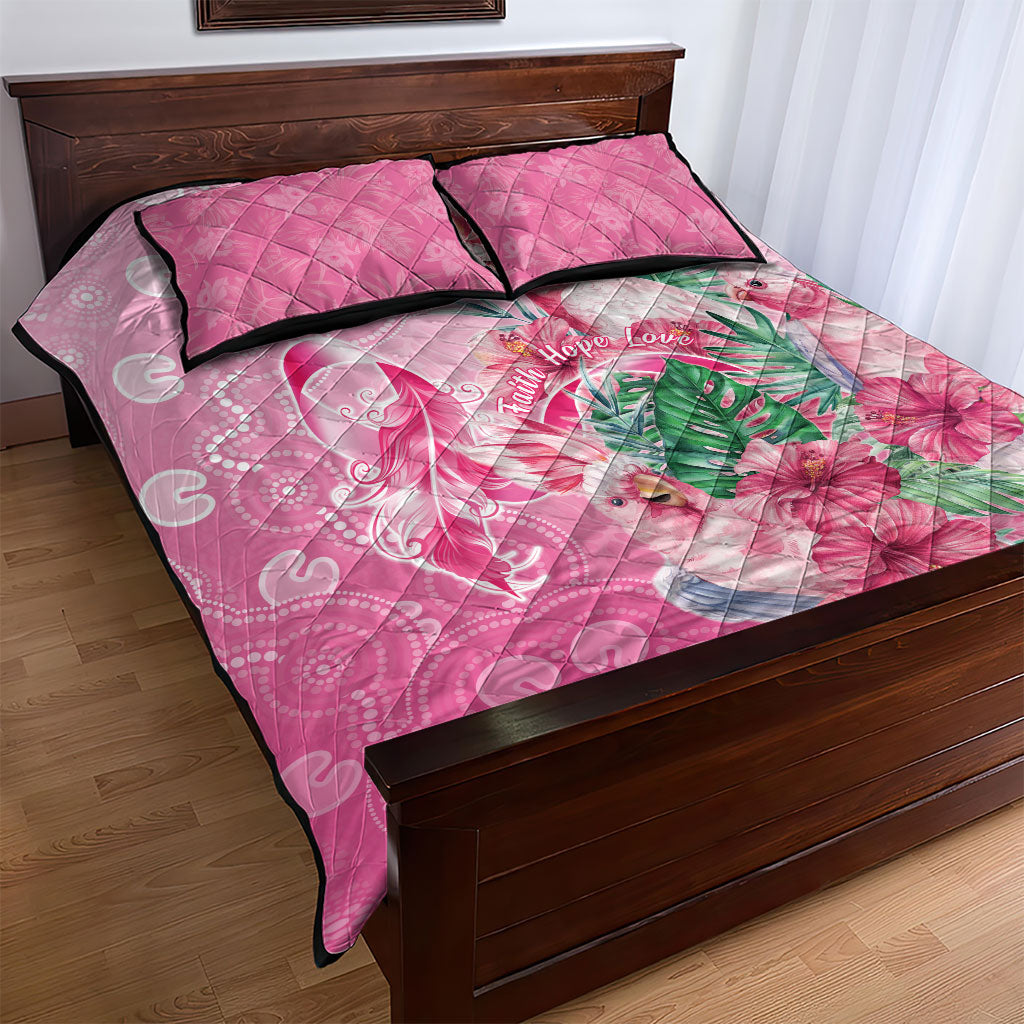 Australia Cockatoos Breast Cancer Quilt Bed Set Faith Hope Love