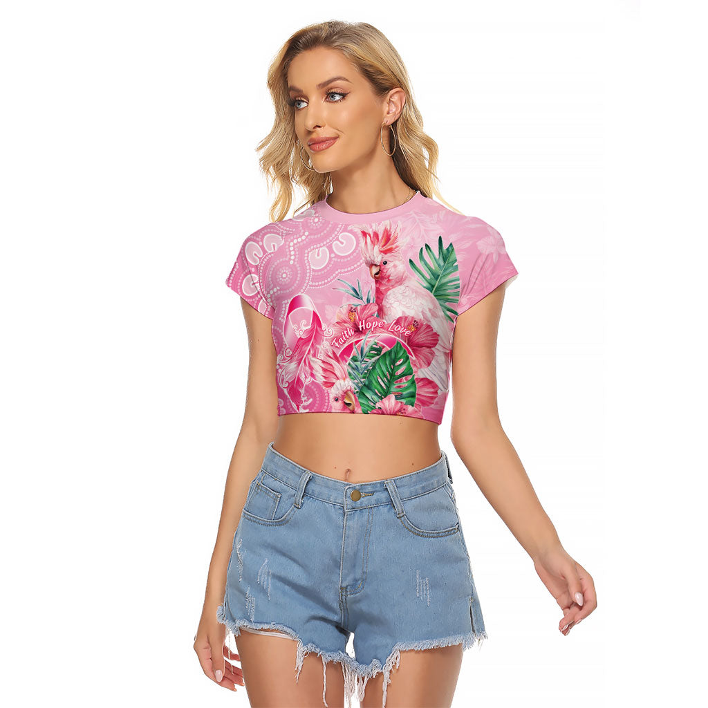 Australia Cockatoos Breast Cancer Raglan Cropped T Shirt Faith Hope Love