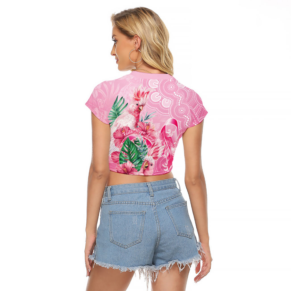 Australia Cockatoos Breast Cancer Raglan Cropped T Shirt Faith Hope Love