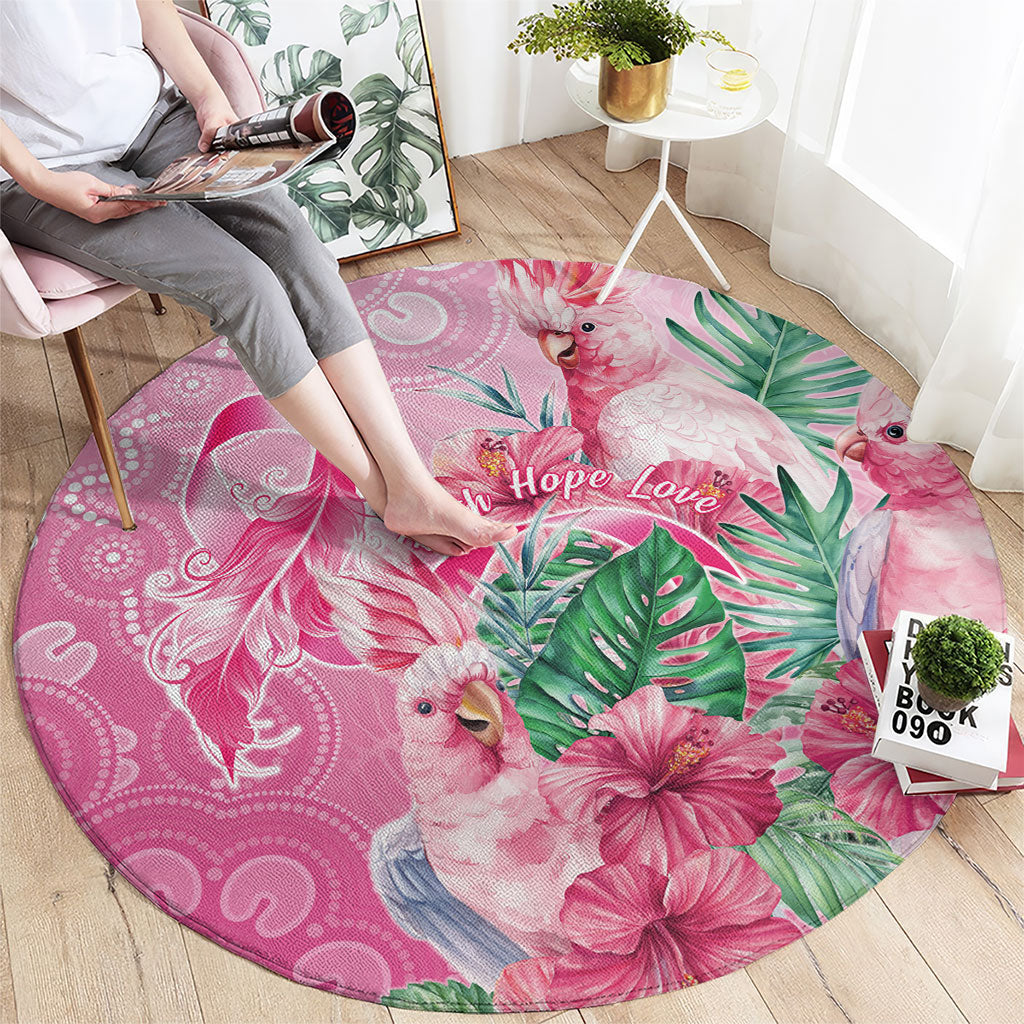 Australia Cockatoos Breast Cancer Round Carpet Faith Hope Love