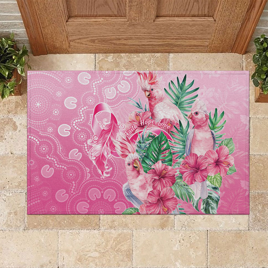 Australia Cockatoos Breast Cancer Rubber Doormat Faith Hope Love