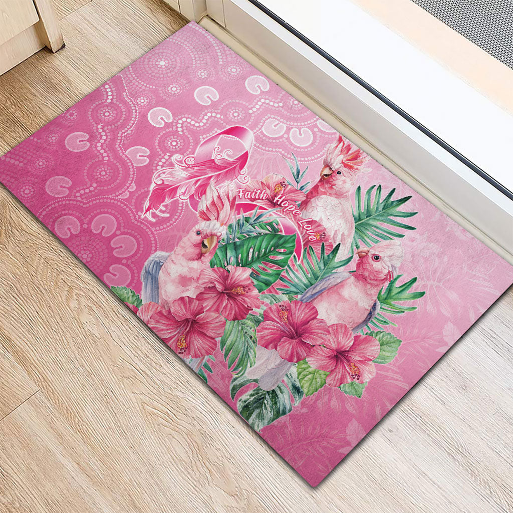 Australia Cockatoos Breast Cancer Rubber Doormat Faith Hope Love
