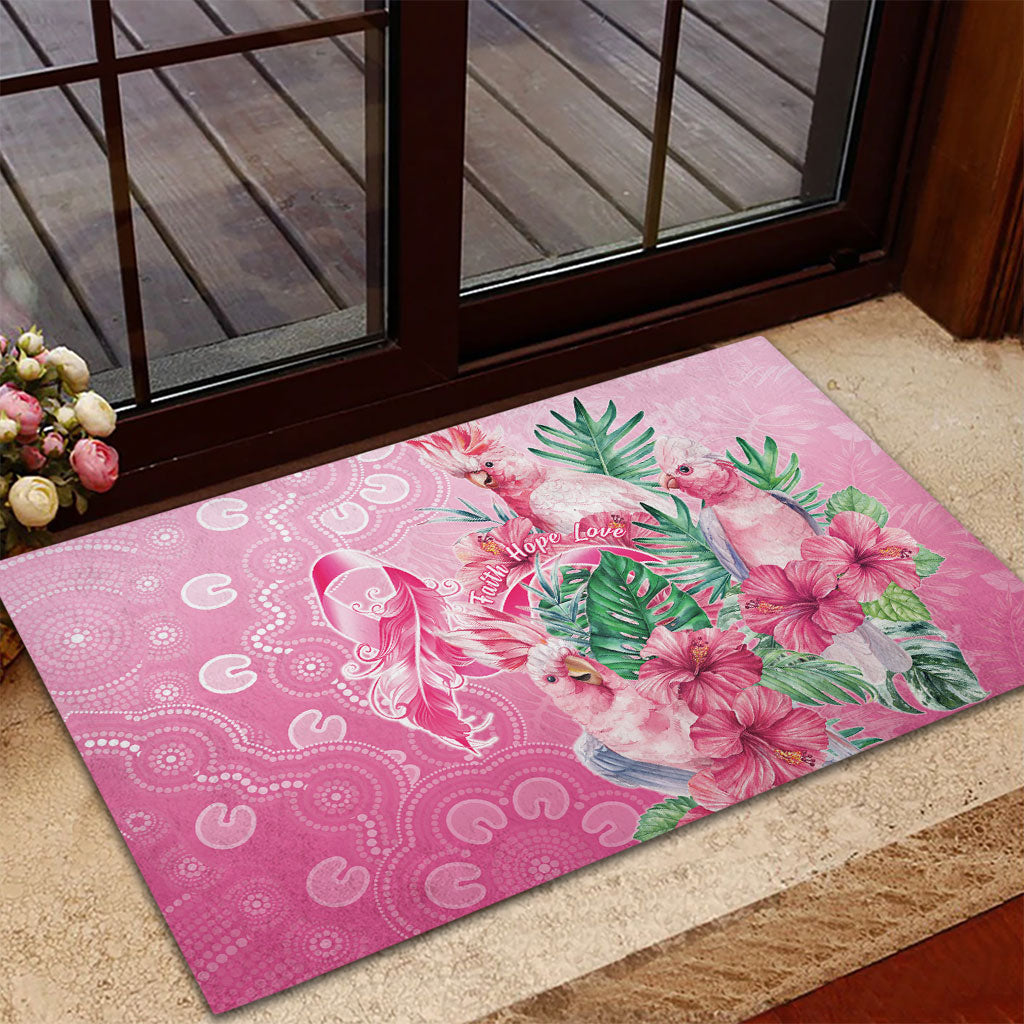 Australia Cockatoos Breast Cancer Rubber Doormat Faith Hope Love