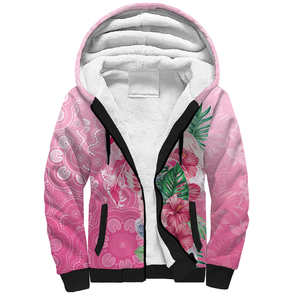 Australia Cockatoos Breast Cancer Sherpa Hoodie Faith Hope Love