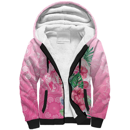 Australia Cockatoos Breast Cancer Sherpa Hoodie Faith Hope Love