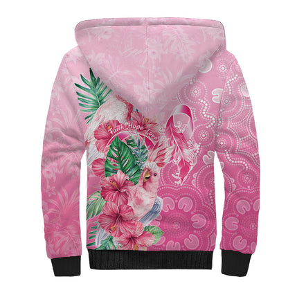 Australia Cockatoos Breast Cancer Sherpa Hoodie Faith Hope Love