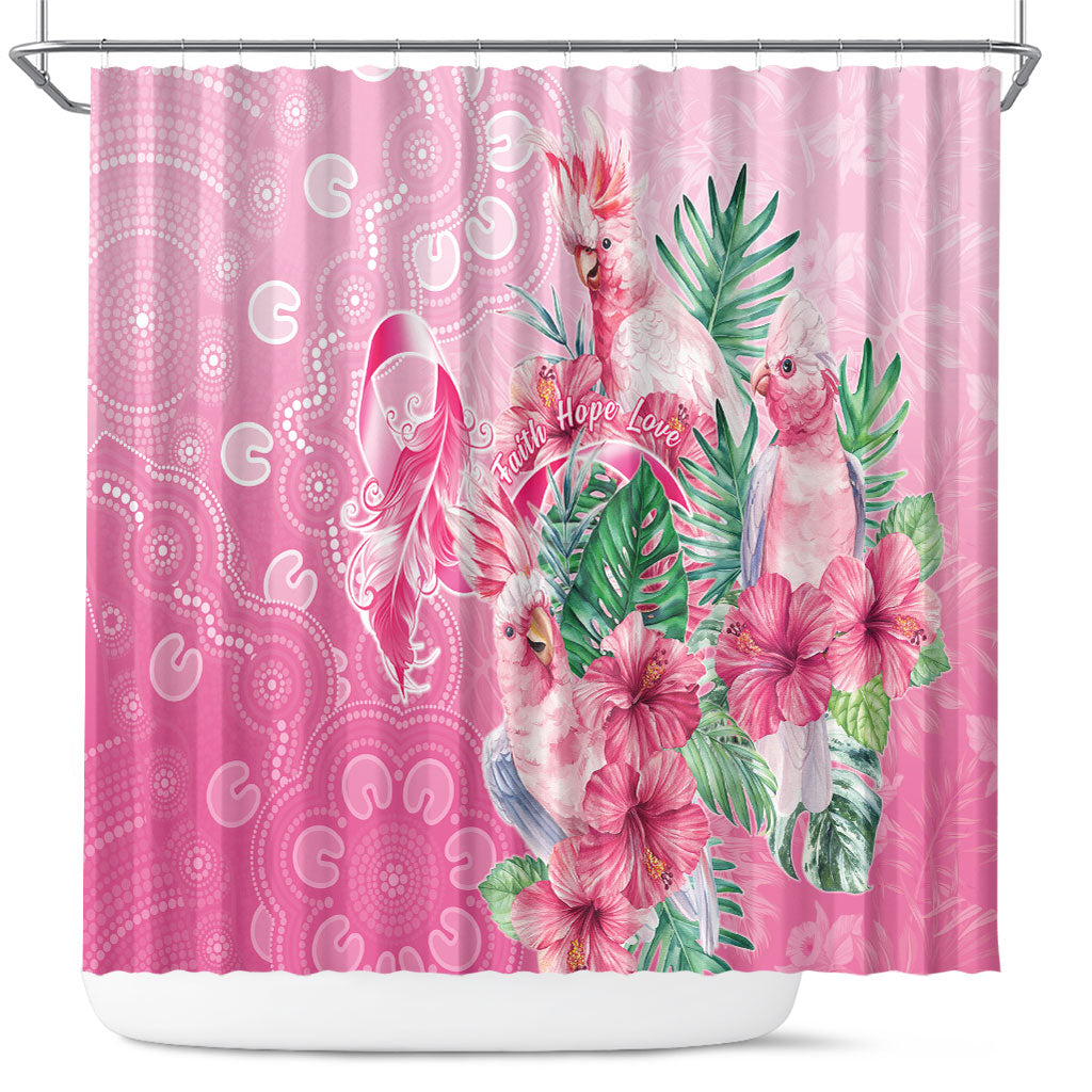 Australia Cockatoos Breast Cancer Shower Curtain Faith Hope Love