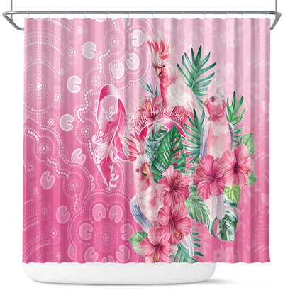 Australia Cockatoos Breast Cancer Shower Curtain Faith Hope Love