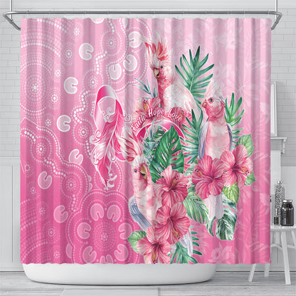 Australia Cockatoos Breast Cancer Shower Curtain Faith Hope Love