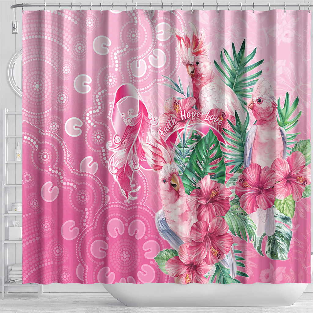 Australia Cockatoos Breast Cancer Shower Curtain Faith Hope Love