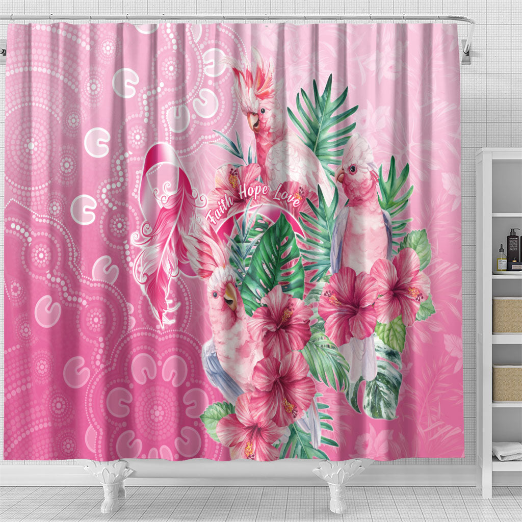 Australia Cockatoos Breast Cancer Shower Curtain Faith Hope Love