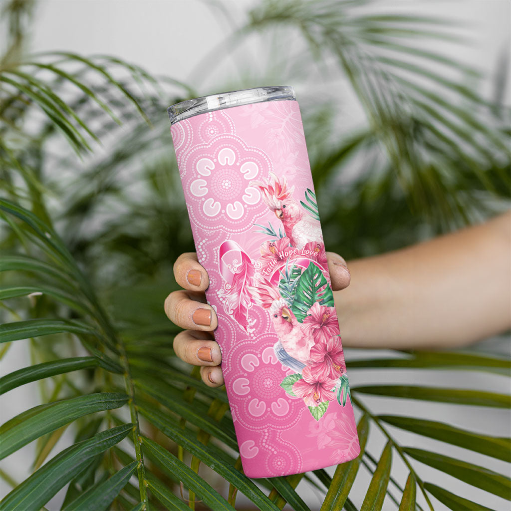 Australia Cockatoos Breast Cancer Skinny Tumbler Faith Hope Love