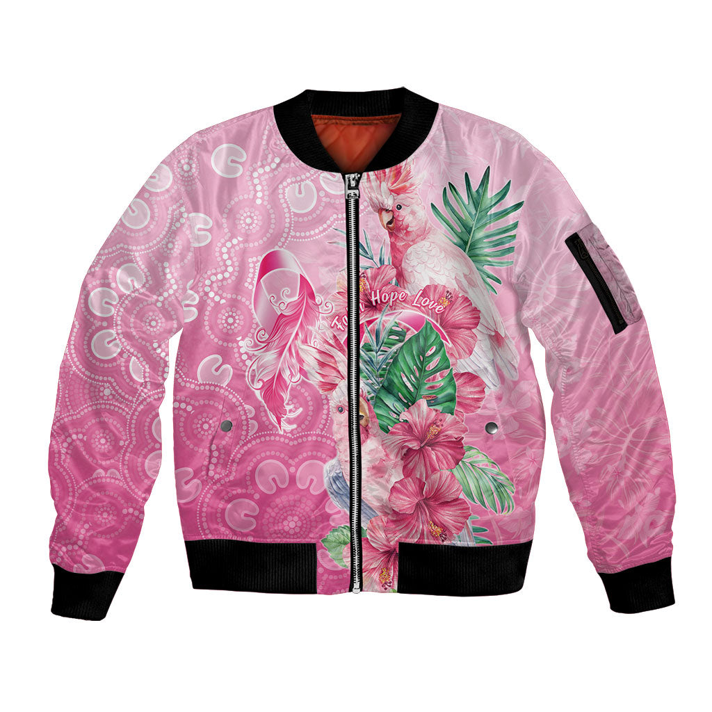 Australia Cockatoos Breast Cancer Sleeve Zip Bomber Jacket Faith Hope Love