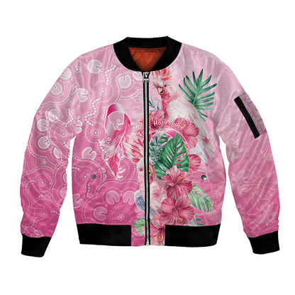 Australia Cockatoos Breast Cancer Sleeve Zip Bomber Jacket Faith Hope Love