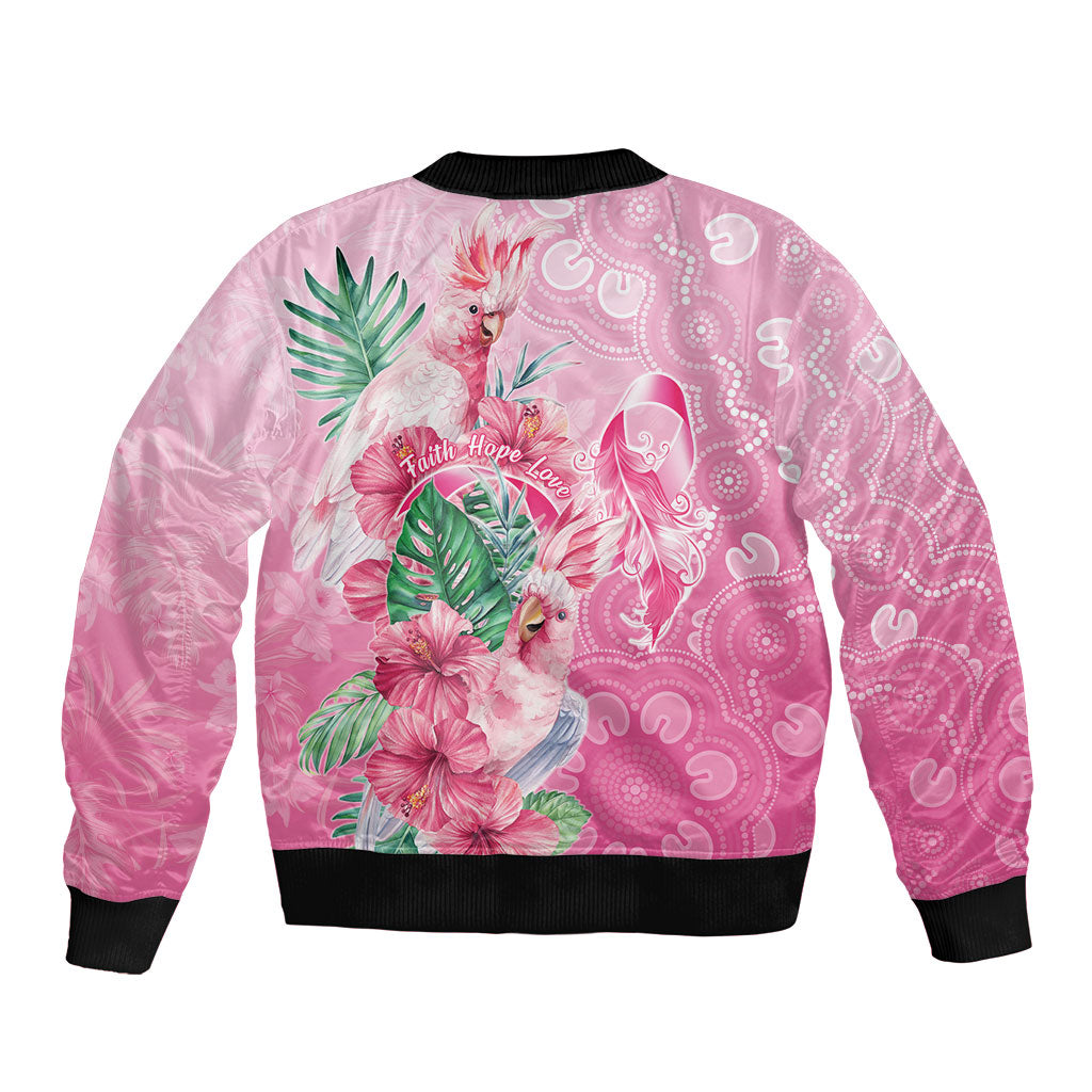 Australia Cockatoos Breast Cancer Sleeve Zip Bomber Jacket Faith Hope Love