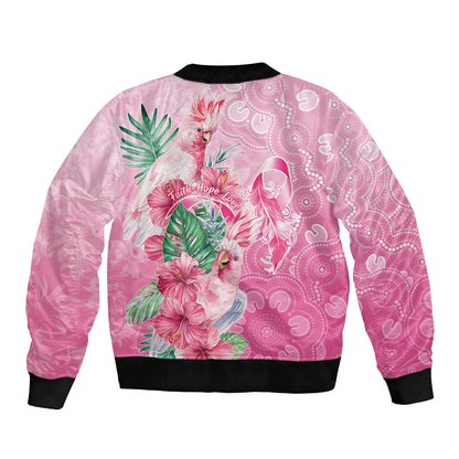 Australia Cockatoos Breast Cancer Sleeve Zip Bomber Jacket Faith Hope Love